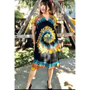 Womens Handmade Tie Dye Beach Wear Boho Hippie multi Colors Unique Design